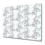 Glass Surface Protector Worktop saver Lily flower ornament grey and white 60x52