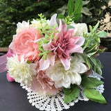 White-Coral and Peach Pink Bouquet.