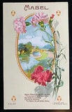 ?Embossed Postcard - Woman's Name MABEL Flowers Carnations