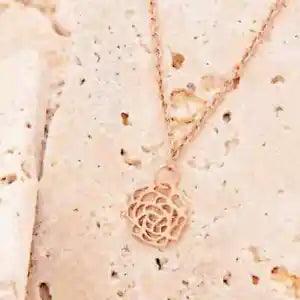 January Carnation Flower Birth Month Jewelry Set - Necklace & Earrings