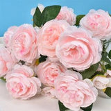Fake Peony Stem with Leaf Artificial Rose Flower and Bud Wedding Party Floral Arrangement Living Room Plant Decoration Material for Outdoor