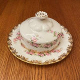 Royal Albert Dimity Rose Covered Butter Dish with Plate