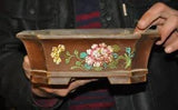 China yixing zisha pottery carved peony Bonsai plant Potted plants Flower Pot