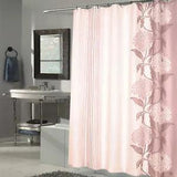 Beautiful Flower Stripe Motif Extra Long Fabric Shower Curtain 96" x 70" Brown