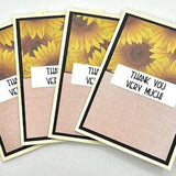 Pack of 4 Sunflower Thank You Cards, Cute Handmade Set of Blank A1 Greeting Cards, Pretty Homemade Bulk Appreciation Note Cards, Handcrafted
