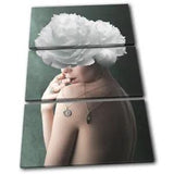 Art Nude Flower Peony Teal Abstract TREBLE CANVAS WALL ART Picture Print