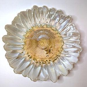 Akcam Yellow Handmade Glass Flower Turkish Bowl/Plate Sunflower