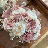 Pale pink, Dusty Rose and Ivory Sola wood flower bouquet - Wedding flowers - Bridal bouquet - wedding accessories - custom bouquet
