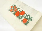6411010: JAPANESE KIMONO / VINTAGE NAGOYA OBI / WOVEN BELL FLOWER & PEONY