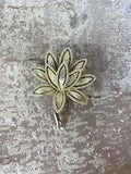 Vintage AVON Gold Tone Brushed Finish Lotus Water Lily Flower Brooch Pin 2"