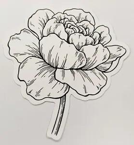 Black and White Flower Head Looks Like Peonie Sticker Decal Cute Embellishment
