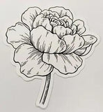 Black and White Flower Head Looks Like Peonie Sticker Decal Cute Embellishment