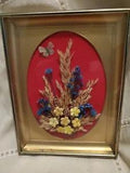 Vintage Dried Flower Arrangement Gold Framed Wall Art Butterfly