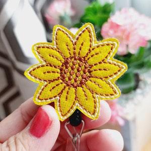 Sunflower Badge Reel, Retractable Reel , ID Holder, Medical Badge Real, for Nurses Uniform