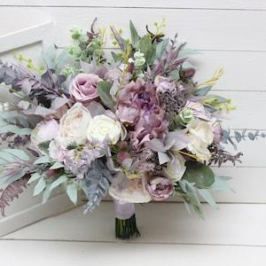 Bridal bouquet Lilac flowers  bouquet Faux bouquet Fall wedding Purple wedding Silk flowers Boho wedding