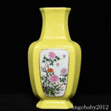 12.7" China Porcelain Qing dynasty yongzheng mark famille rose peony flower Vase