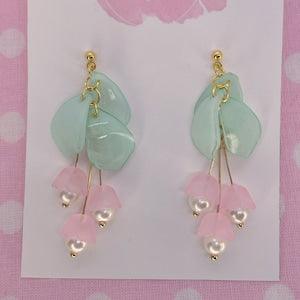 Pastel Beaded Floral Pearl Drop Dangle Easter Spring Earrings