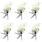 Calla Lily White Boutonniere Handmade Silk Flower B-white Boutonniere-6 Pcs