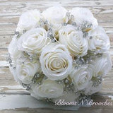 Ivory bridal bouquet, bling bouquet, bridal bouquet, artificial bouquet, bridal bouquet, bling bridal bouquet