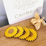 Sunflower Gift, Farmhouse Wood, Set of 4 Handmade Farmhouse Inspired Sunflower Themed Wood Coasters