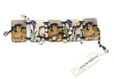 NEW Preston & York Art Nouveau Girl Calla Lilies Tile Snail Shell Charm Bracelet