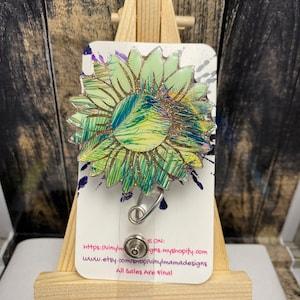 Sunflower Palm Tree  Badge Reel, nursing, customer service, office, work id, sunshine