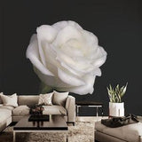 Black photo wallpaper with white rose | Self adhesive | Peel & Stick | Repositionable removable wallpaper