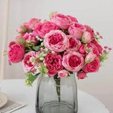 Artificial Flowers, Pink Artificial Fake Peony Flower Silk Peonies Faux