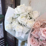 Our most popular - Winter White reflexed latex roses or pink