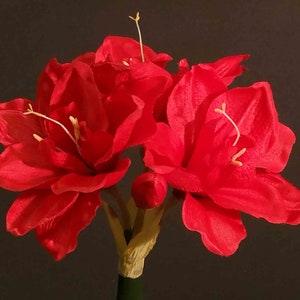 31" Red Amaryllis/Floral Spray/Florals/ Wedding/ White/ Outdoor Wedding Greenery/Centerpiece Decor/Faux Flowers/Roses