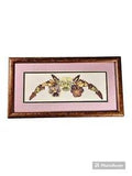 Vintage Dried And Pressed Flower Art Pansies Janice Welker Matted Framed 13x7 in