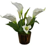 Fancy Mart Artificial Calla Lily Flower With Wooden Pot 1 Piece