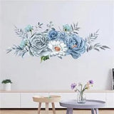 Blue-Gray Peony Flowers Wall Stickers,  Floral Art Plants Wall Decals