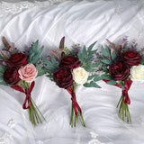Burgundy rose bouquet,Bridesmaids bouquet ,flower girl bouquet ,wedding bouquet ,home decorations,