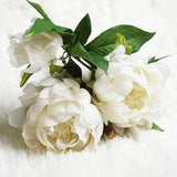 Three Heads Artificial Big Peony Flower For Wedding / Party Ornament Decoration