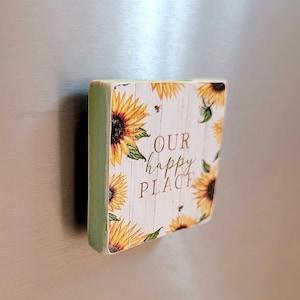 Fridge Magnet, Handmade, Wooden Sunflower magnet, Gift for her, Birthday gift