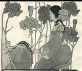 1904 Aeolian Lovey Lady Playing Piano Flower Garden Art Deco Carnations Ad 8282