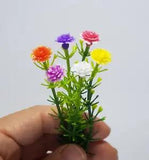6 Branch Miniature Carnation Mix Assorted Colour Flower Dollhouse garden F41