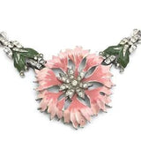 TRIFARI Alfred Philippe Necklace Rue de la Paix Pink Enamel Carnation Necklace