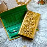 Leather wallets for women- Sunflowers Women Wallet- Credit Card Wallet - Wallet purse - Christmas gifts for mom
