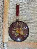 Vintage Glass Dome Convex Frame Dried Natural Flowers Bouquet Fleurs Naturelles