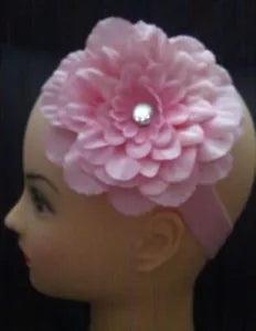 BABY GIRL  LARGE CRYSTAL/BLING 4 INCH PEONY FLOWER HEADBAND MANY COLOURS