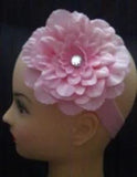 BABY GIRL  LARGE CRYSTAL/BLING 4 INCH PEONY FLOWER HEADBAND MANY COLOURS