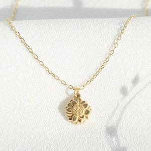 Sunflower Necklace ? You Are My Sunshine ? 14k Gold Necklace ? Solid Gold Chain ? 14k Gold Chain ? 14k Gold Jewelry ? Valentine's day Gifts