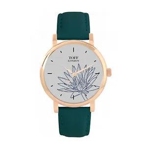Toff London TLWS-59197 Ladies Blue Water Lilies Flower Watch