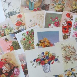 22 Vintage lithograph art prints with Flowers/ theme prints for home decoration from 70's, 80's or 90's/signed prints