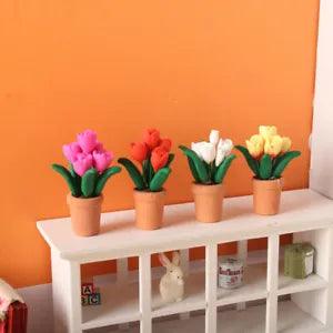 Dollhouse 1:12 Scale Miniature Plant Vase FlowerPot Carnation Pocket Living Room