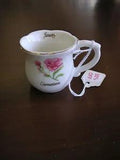 January Carnation Flower of the Month Teacup Roman 1 7/8 hx2 1/8w Very Good cond