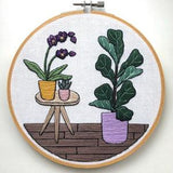 Fiddle Leaf Fig & Orchid Embroidery Hoop, Handmade Floral Artwork, Botanical Embroidery Art, Plant Lady Gift, Plant Decor, Housewarming Gift
