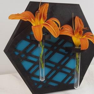 Propagation Station Wall Mounted, Hexagon Shaped Wooden Wall Vase, Modern Hanging Geometric Wall Pot, Gifts For Plant Lovers